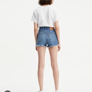 Levi's Ribcage Blue Denim Shorts
